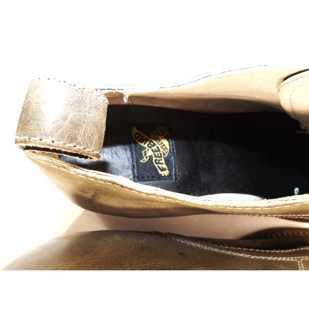 Freebird by Steven Olive Green and Distressed Brown Leather Flats